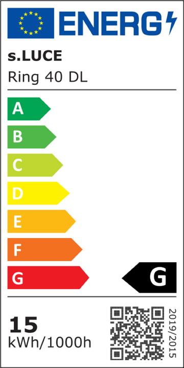 Label énergétique s.luce Ring 40 LED Plafonnier & Applique murale à intensité variable (1350 lm)