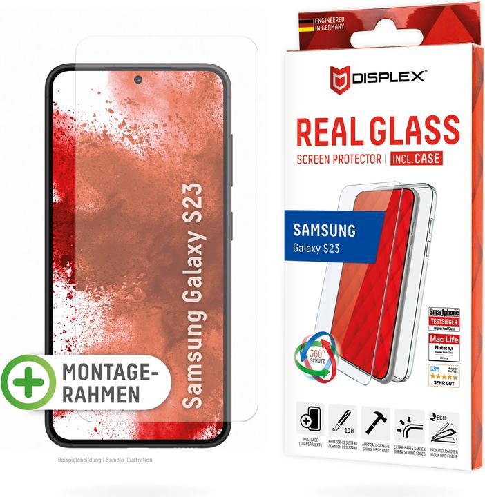 Actual product image Displex Real Glass, 2D Panzerglas + Handyhülle (1 Piece, Samsung Galaxy S23)
