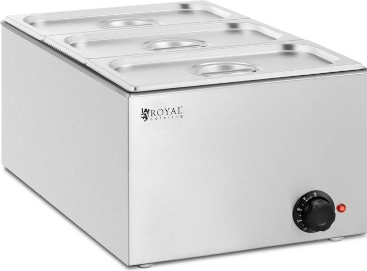Produktbild Royal Catering Bain Marie Speisenwärmer 640 W 3 x GN 1/3 Behälter mit Deckel 30 - 80 °C 16,5 L