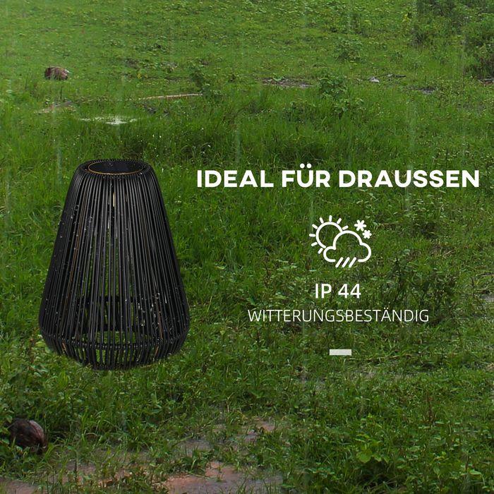 Produktbild Swisshandel24 Solarleuchte Rattan, wasserdichte Wegleuchte mit Lichtsensor, Automatische LED Gartenlampe, Schwarz (IP44)