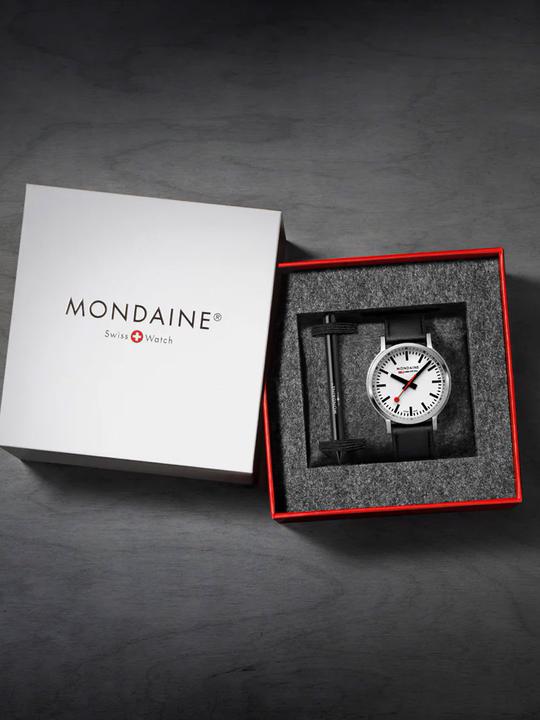 Produktbild Mondaine MST.4101B.LBV Stop2go Horloge - Stationsklok - Saffierglas - Staal/Kunstleer - Zilver/Zwart - 41 mm (41 mm)