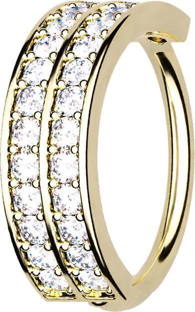 Immagine prodotto Star Piercing Anello micro piercing placcato oro 14k a doppia linea con cristalli (Ottone, Acciaio chirurgico 316L)