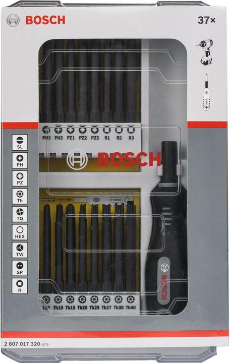 Immagine prodotto Bosch Professional Zubehör Set di bit 37 pezzi Accessori 2 (PH1, SL6, PZ3, SP6, Th40, PH2, PZ2, Th20, Th10, TW1, TW3, EX3, PZ1, PH3)