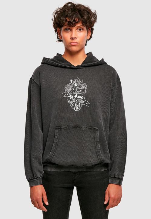 Produktbild Merchcode Ladies Frida Kahlo - Te amo outline Acid Washed Oversize Hoody - 178045 (3XL)