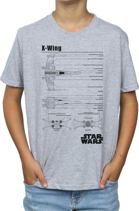 Immagine prodotto Star Wars X-Wing Blueprint Maglietta Ragazzi (128)