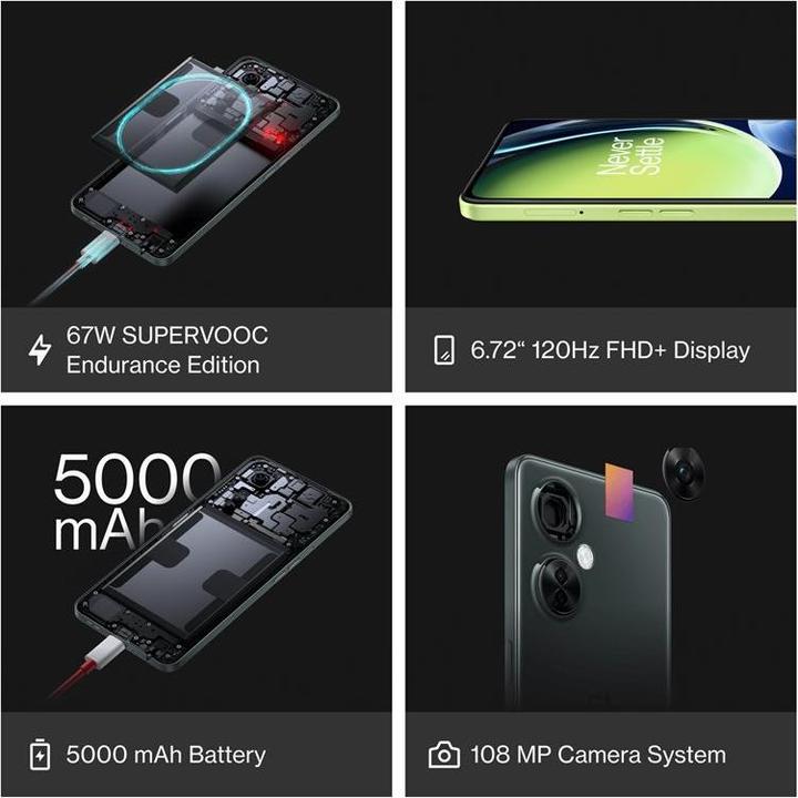 Actual product image OnePlus Nord CE 3 Lite (128 GB, Pastel Lime, 6.70", Hybrid Dual SIM, 108 Mpx, 5G)