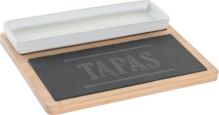 Produktbild DKD Home Decor Satz für Appetithäppchen 24 x 7 x 2,5 cm natürlich Schwarz Tafel