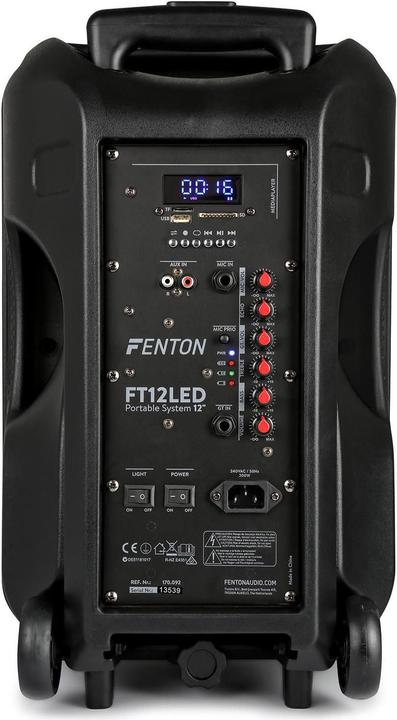 Actual product image Fenton FT12LED Active Trolley Speaker (Active, 1x 700 W)