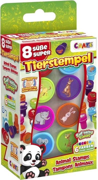 Craze Set de tampons enfants - 8 tampons enfants avec des motifs d'animaux, tampons animaux en 6