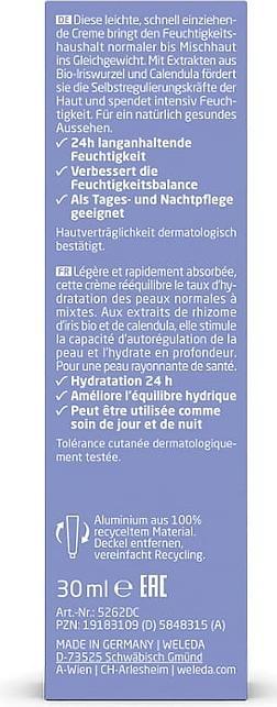 Nährwerte und Zutaten Weleda Iris (30 ml, 24h Creme)