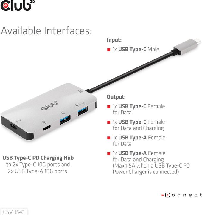 Produktbild Club 3D CSV-1543 (USB-C, 4 Ports)