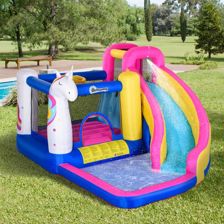 Produktbild Outsunny Kinderhüpfburg mit Rutsche und Pool