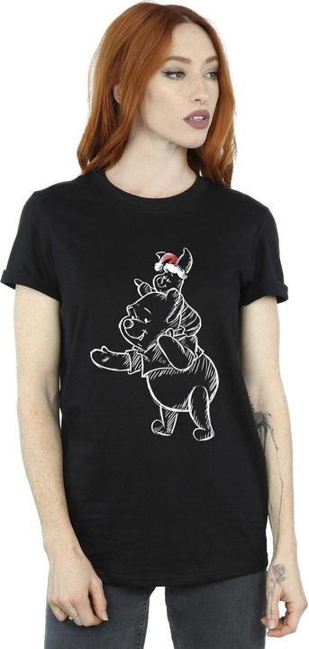Actual product image Disney Womens/Ladies Winnie The Pooh Piglet Christmas Cotton Boyfriend T-Shirt (XL)