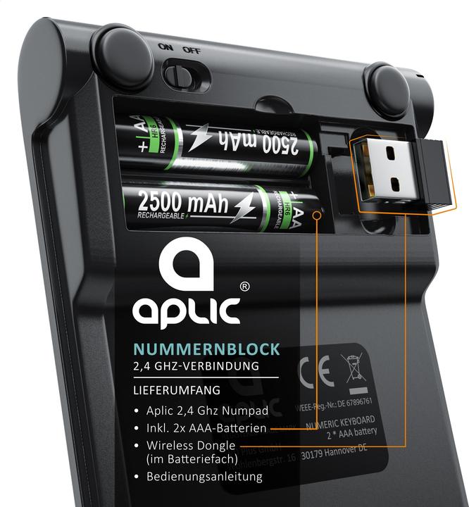 Immagine prodotto Aplic Wireless Numpad (DE, Senza fili)