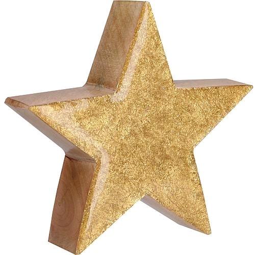 Söllner Floristik Wooden star 15 cm gold-coloured