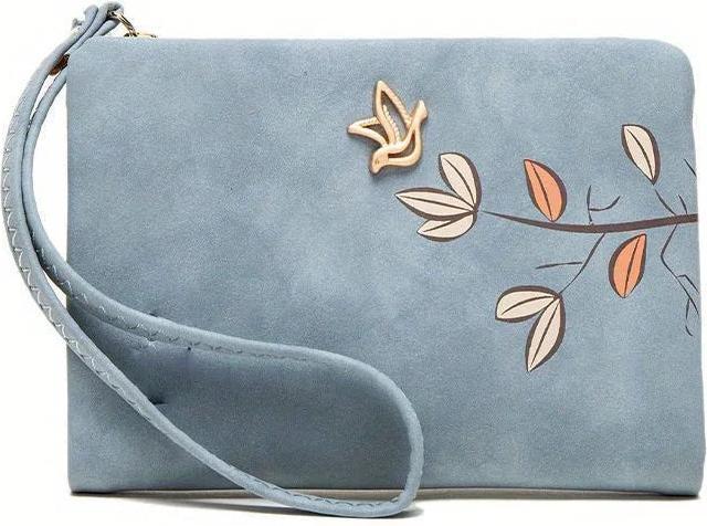 Image du produit Only-Bags.Store Stilvolle kurze Brieftasche mit Handschlaufe - Kartenhalter mit Blumenmuster in Beige, kompakte