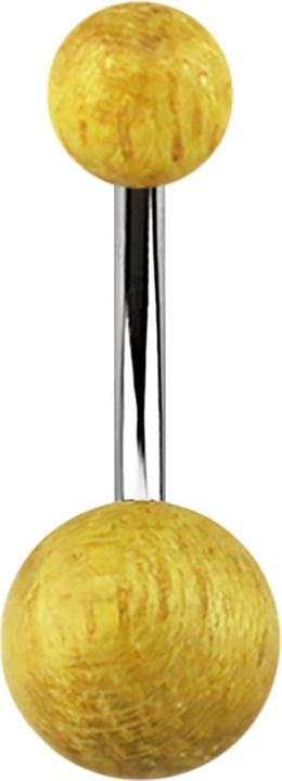 Image du produit Star Piercing Banane argentée avec deux boules en bois de jacquier (Acier chirurgical 316L, sans laiton, Organique)
