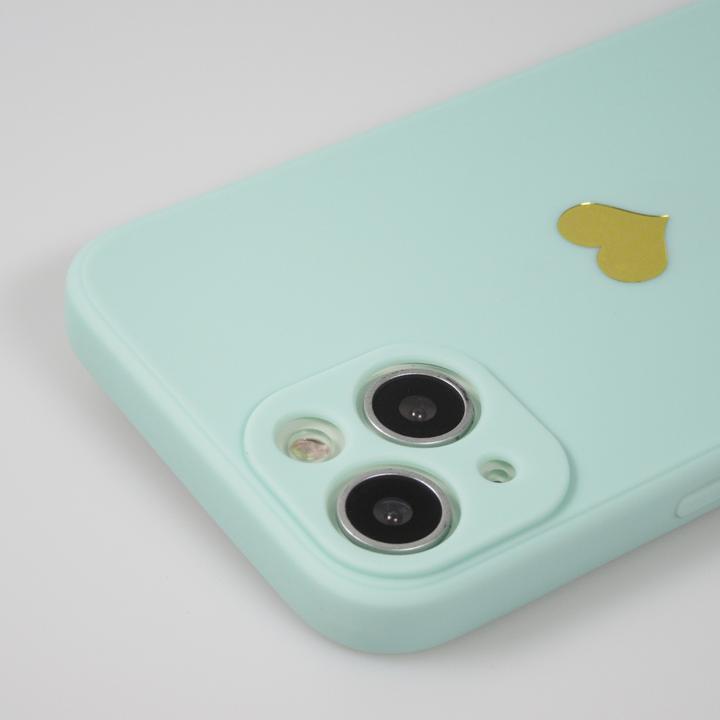 Actual product image PhoneLook Coque Silicone Mat Coeur doré Turquoise (Apple iPhone 15)