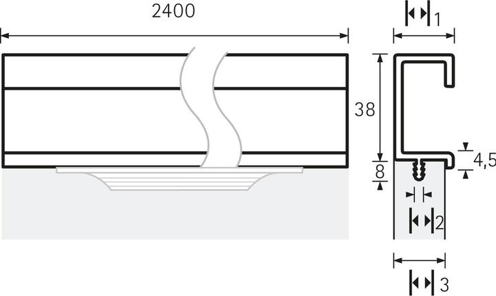 Image du produit Hettich Profils de poignée 2400/19mm aluminium é