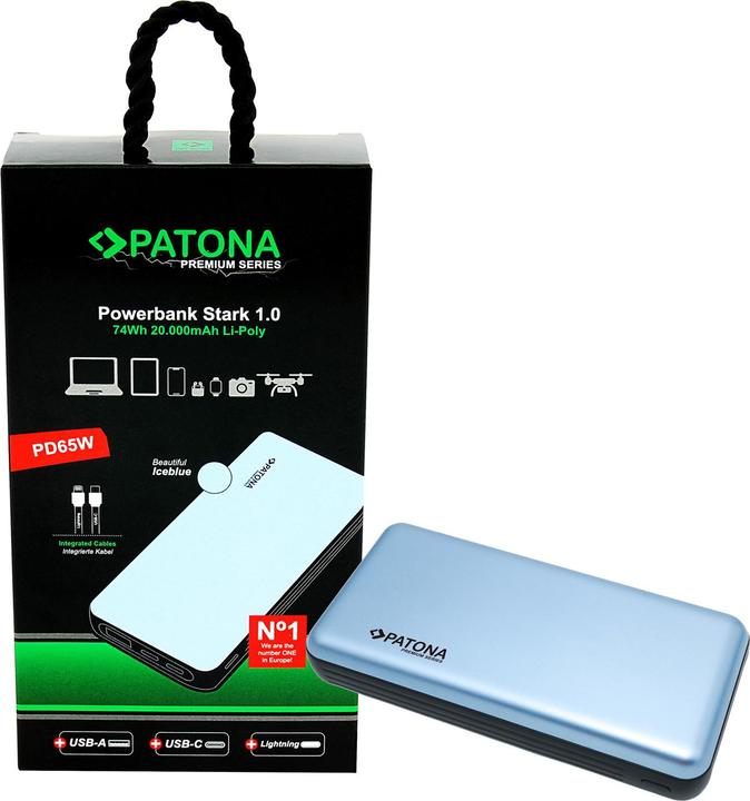 Actual product image Patona Powerbank USB-C/ Ligh. 65W 20000 (20000 mAh, 65 W, 74 Wh)