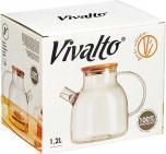 Actual product image Vivalto Borosilikat-Teekanne mit Bambusdeckel 1,2l (1.20 l)