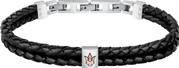 Maserati Leather Armband (22 cm, Edelstahl, Leder, Recycelt)