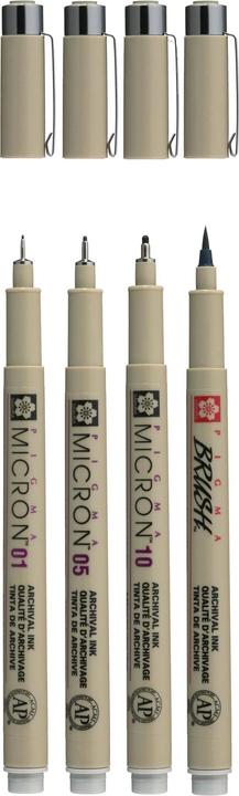 Produktbild Sakura Fineliner Pigma Micron Hellkaltgrau, 4-teilig (Hellkaltgrau, 4 x)