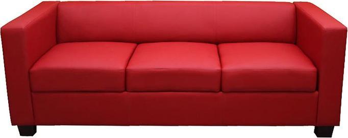 Immagine prodotto Mendler Divano a 3 posti Divano Loungesofa Lille, pelle/imitazione pelle rosso (3 posti)