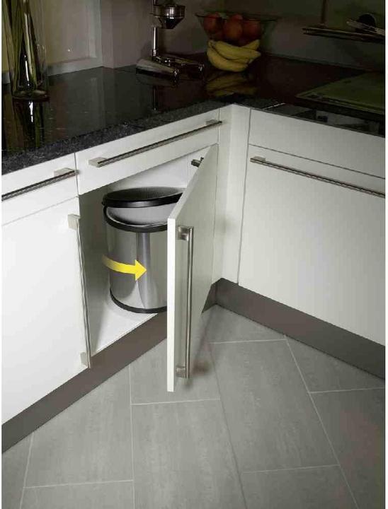 Image du produit Hailo Compact-Box M, poubelle encastrable, 15 litres, inox (15 l)