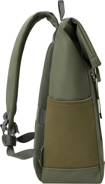 Produktbild Rivacase Rolltop Eco Waterproof RPET PU Leather Backpack for Men and Women, Olive Green (17 l)