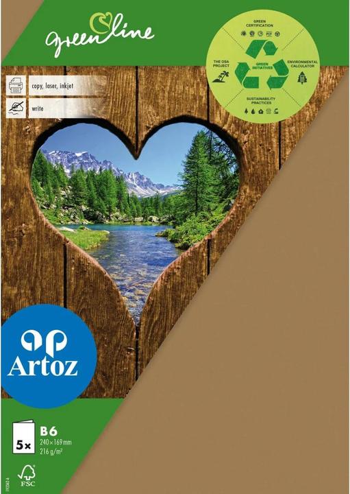 Image du produit Artoz Carte vierge Green Line B6, 5 pièces, marron (5 pcs)