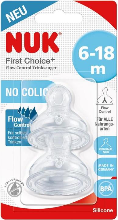 Immagine prodotto NUK Tettarella in silicone First Choice+ Flow Control, a prova di perdite, 6-18 mesi, senza BPA, 2