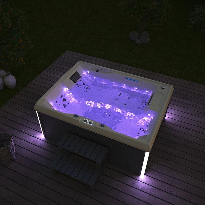 Produktbild Home Deluxe Outdoor Whirlpool HOME-STAR, 24 Massagedüsen LED, Treppe und Thermoabdeckung, 3 Personen (3 Pers.)