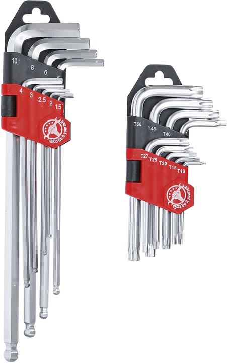 Produktbild BGS Winkelschlüssel-Satz lang T-Profil (für Torx) T10 - T50 / Innensechskant 1,5 - 10 mm 18-tlg. (T-profil)