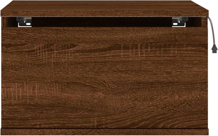 Produktbild VidaXL Wand-Nachttisch mit LED-Leuchten Braun Eichen-Optik,Farbe (50 x 36 x 30 cm)