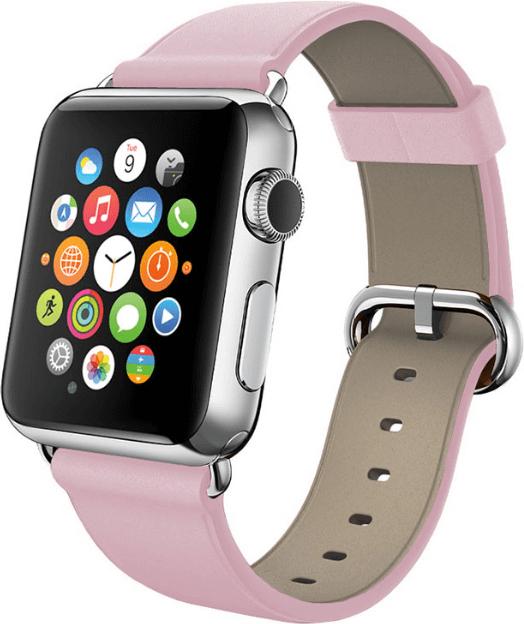 Image du produit Fongex Apple Watch 42/44/45mm - Bracelet de remplacement en cuir rose (42 mm, 44 mm, 45 mm, Cuir véritable, Apple Watch Series 1, Apple Watch Series 5, Apple Watch Series 6, Apple Watch Series 7, Apple Watch Series 8, Apple Watch Series 9, Apple Watch SE, Apple Watch Series 2, Apple Watch Series 3, Apple Watch Series 4)