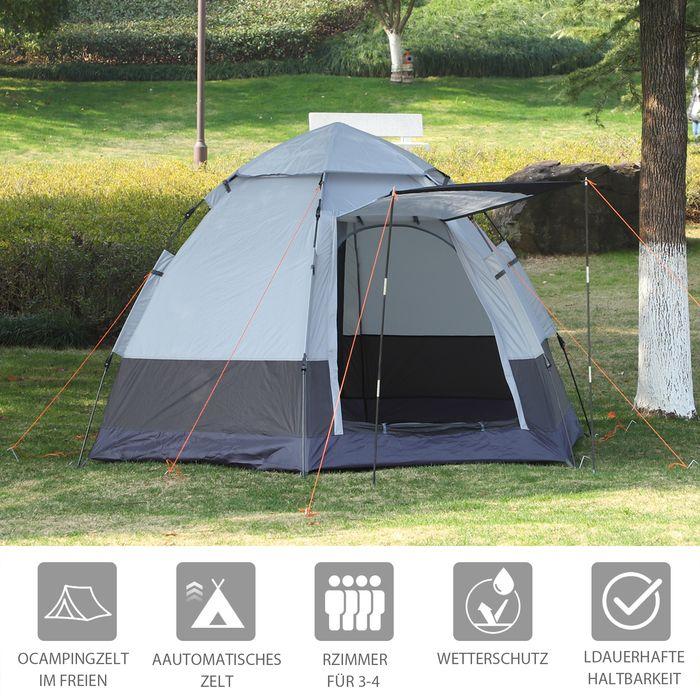 Image du produit Swisshandel24 Tente de camping 3-4 personnes tente familiale tente dôme 210T PU 3000mm montage facile acier gla (Tente igloo, 4 personnes)