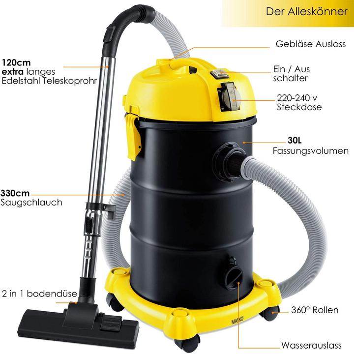 Produktbild Masko 6IN1 Industriestaubsauger Gelb (Nass-Trockensauger)