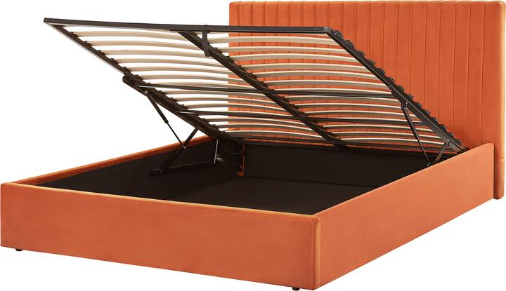 Produktbild Beliani Polsterbett Samtstoff orange mit Stauraum 160 x 200 cm VION (160 x 200 cm)