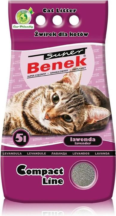 Actual product image Super Benek Certech Compact Lavender - Cat Litter Clumping 5 l (Fast absorbing, Fragrant, Clumping, 4.90 kg)