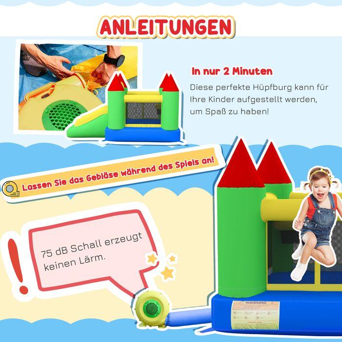 Actual product image Swisshandel24 Inflatable bouncy castle, slide trampoline safety net 3-10 years Oxford 300x180x160cm