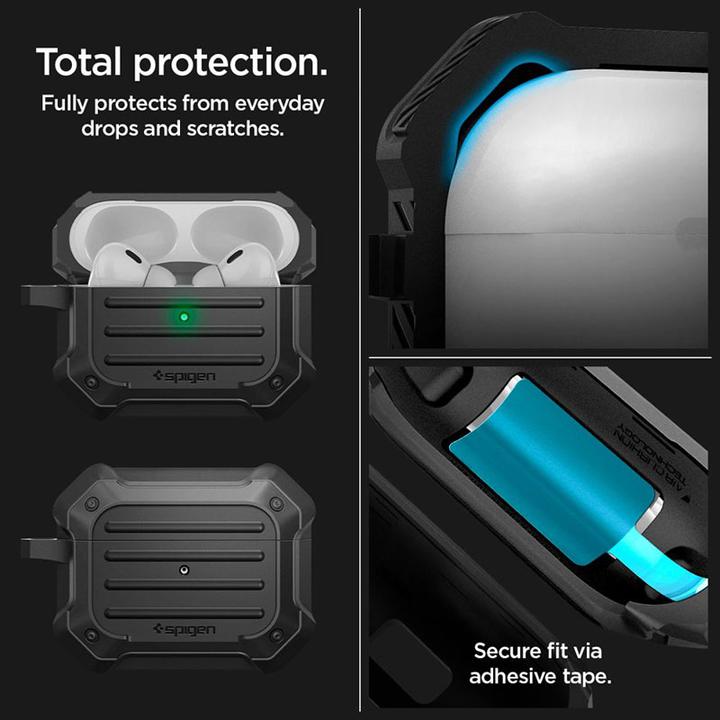 Actual product image Spigen TOUGH ARMOR MAG MAGSAFE Apple AIRPODS PRO 1 / 2 BLACK (Headphone bag)