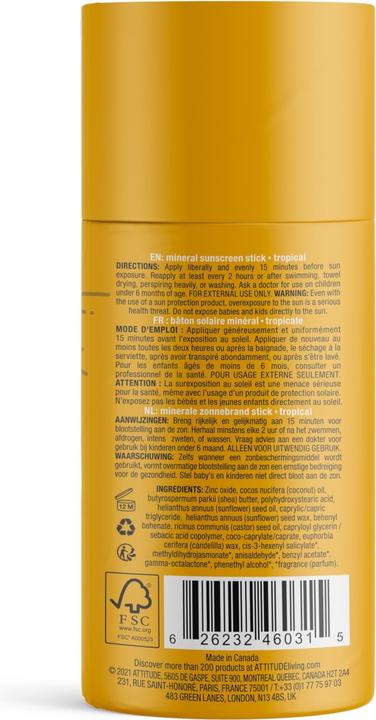 Produktbild Attitude Stift Tropical (Sonnencreme, SPF 30, 85 ml, 120 g)