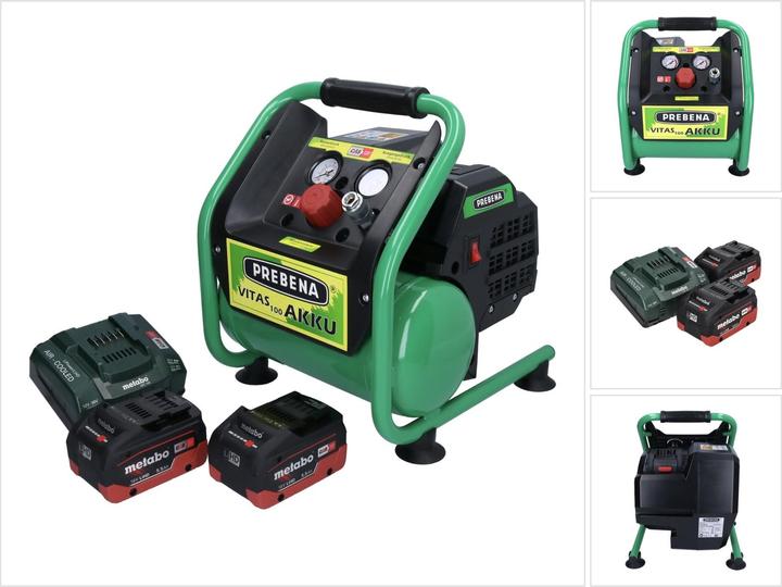 Produktbild Prebena VITAS 100-AKKU Kompressor 18 V 5 l 8 bar CAS Brushless + 2x Akku 5,5 Ah + LadegerÃ¤t (8 Bar, 5 l)