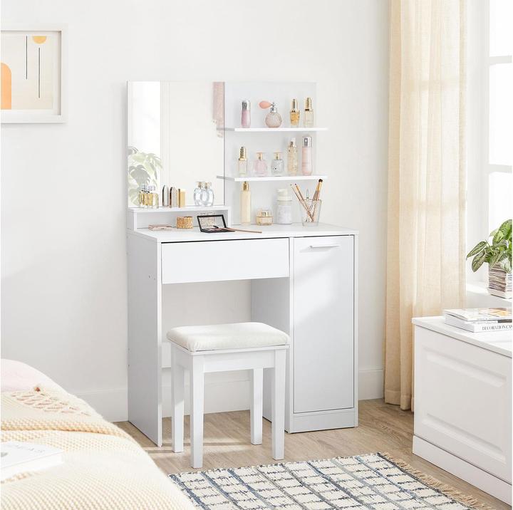 Actual product image Vasagle White rectangular dressing table, white side frame, 80.0 cm 132.0 cm