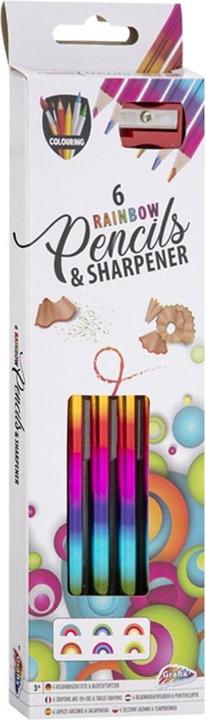 Produktbild Grafix Bleistifte mit Spitzer Rainbow (Regenbogen, 6 x)