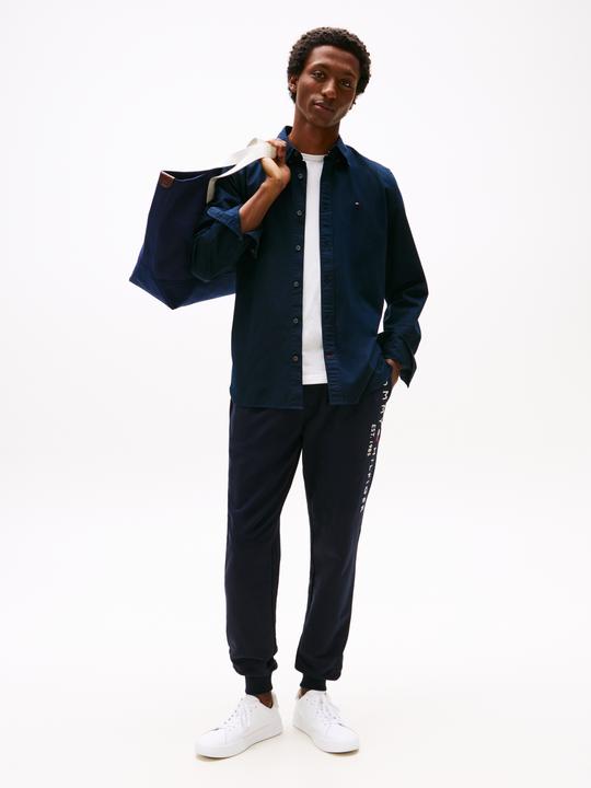 Actual product image Tommy Hilfiger Mens Tommy Logo Sweatpants Cotton Sweatpants, Blue (Desert Sky), M (M)