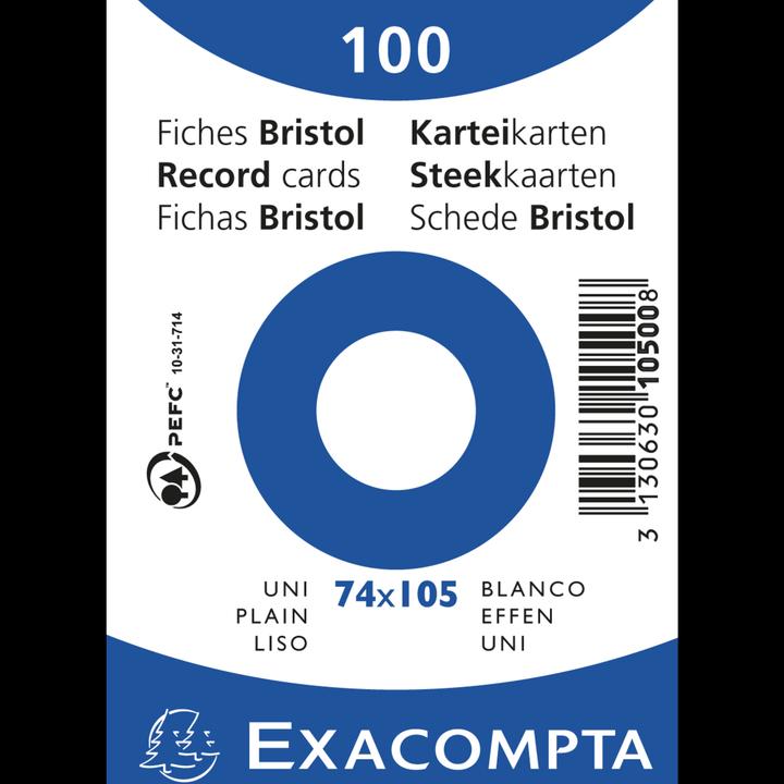 Actual product image Exacompta Index card Format of card: DIN A7 Design of ruling: blank (74 x 105 mm, 205 g/m², 100 x)