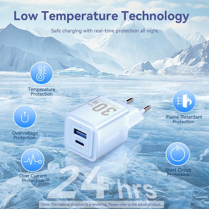 Image du produit Vention Wall charger,, FEQB0-UE, USB-C, USB- A, 30W/30W, GaN (black) (30 W)
