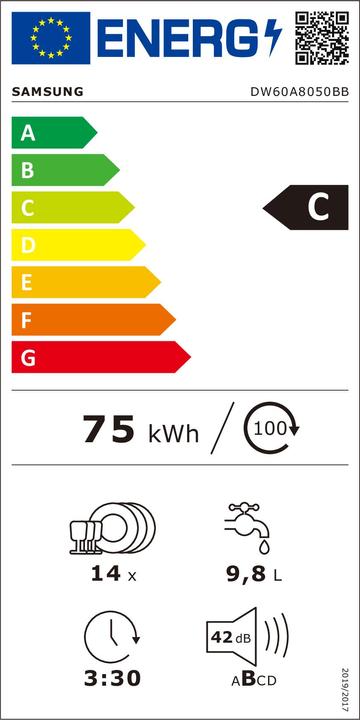 Etichetta energetica Samsung Lavastoviglie da Incasso DW60A8050BB